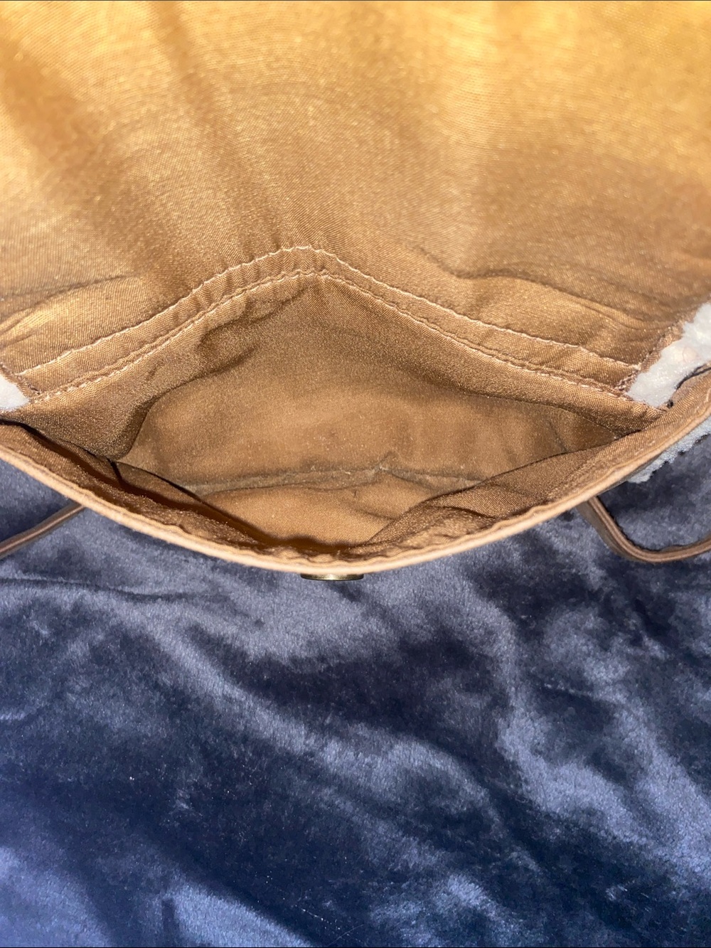 Shearling-Trim Tan Mini Backpack - Picture 8 of 13